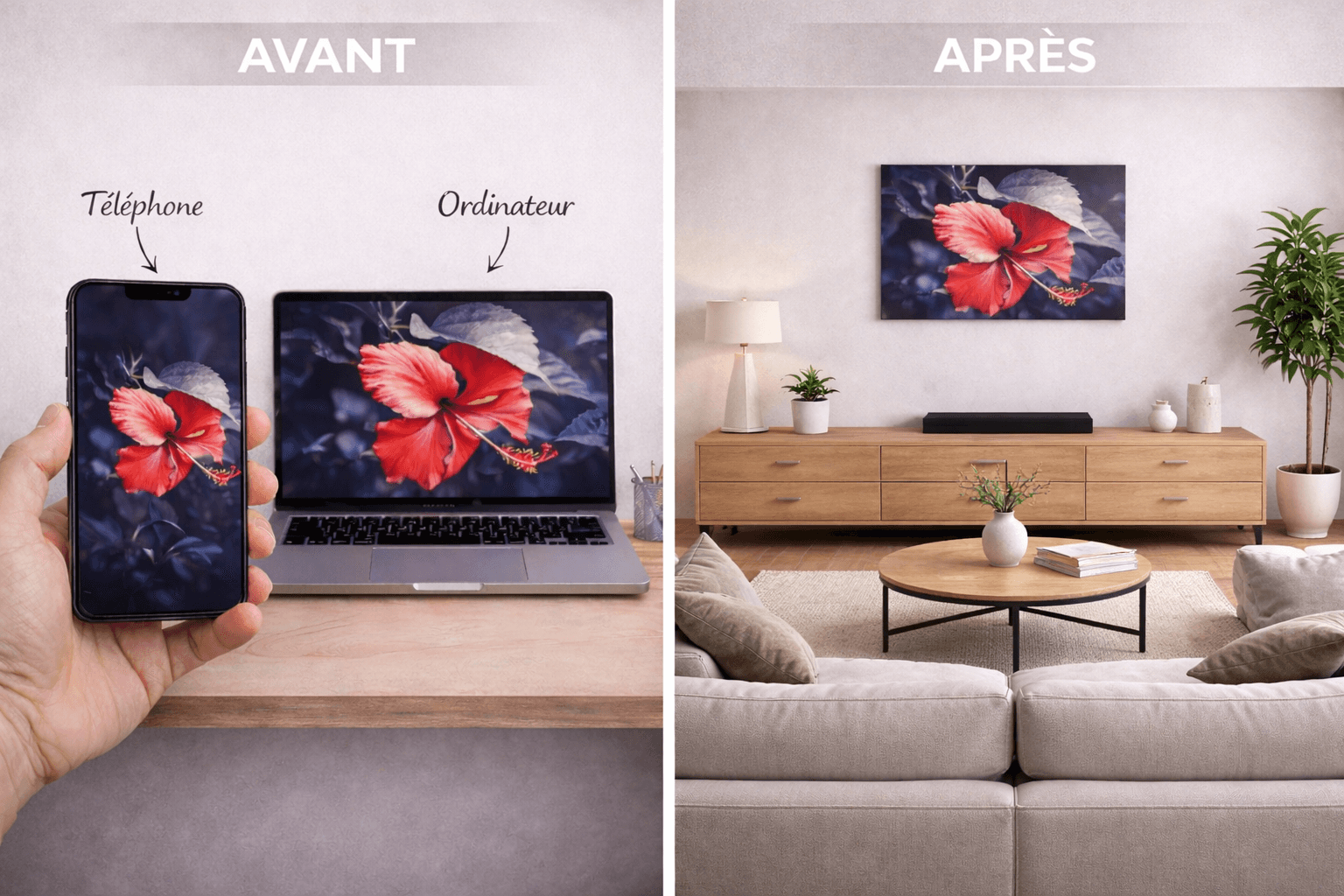 Exemple de rendu sur toile — impression sur châssis bois